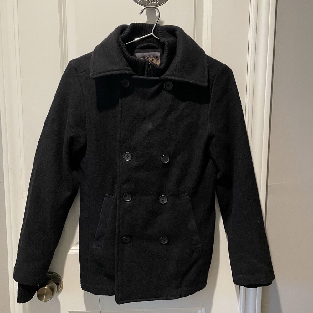Epic Threads Boys Medium Black Wool Blend Double Breasted Peacoat